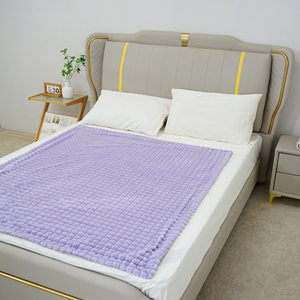 Luxury 3D Jacquard Square Pattern Purple Faux Rabbit Fur Fleece Blanket <b>for</b> <b>Couch</b> Sofa Bed Soft Cozy Warm Custom <b>Throw</b> Blanket - Product Image 5