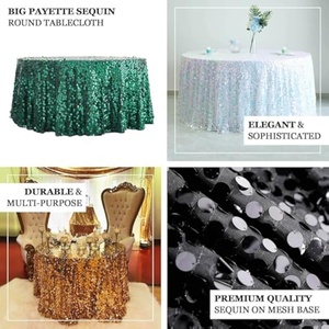 Mantel de lentejuelas sin costuras redondo de 120 pulgadas, mantel de lentejuelas plateadas de pago grande <span class=keywords><strong>para</strong></span> eventos, fiestas de bodas - Product Image 2