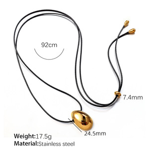 sweet cool titanium steel drop women light luxury necklace high design versatile adjustable black cord pendant sweater <b>chain</b> - Product Image 2