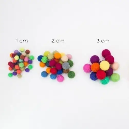 Bolas de fieltro Cuentas 200PC Lana 1cm 2cm 20mm 3cm Multi colores Flocado Lana Colorido hilo de cuentas algodón natural pompón bola secadora