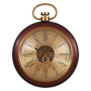 Reloj de bolsillo de metal dorado para sala de estar, decoración de proceso, digital, silencioso, antiguo, Europeo, alta gama