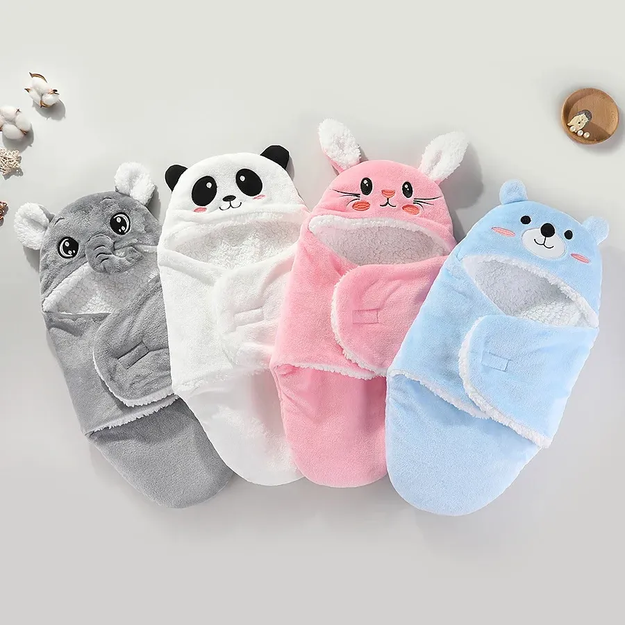 शीतकालीन नवजात शिशु कॉटन स्वैडल स्लीपिंग बैग शिशु लड़कियों के लिए होम टेक्सटाइल बच्चों के लिए प्यारा प्रिंटिंग कंबल