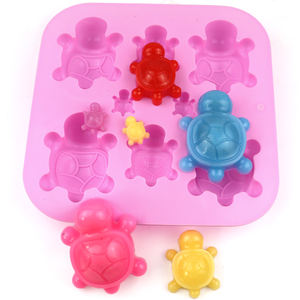 قالب كعكة سيليكون 8 فتحة صغيرة + سلحفاة كبيرة الشكل قالب صابون صنع يدوي قالب راتنج يمكنك استخدامه بنفسك قالب بودنغ خبز منزلي - Product Image 1