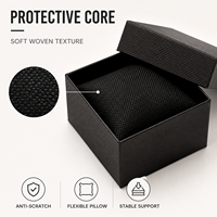 Boîtes à montres noires personnalisées, boîte à montres rigide en carton avec coussin en éponge, boîte de rangement pour montres, emballage cadeau, boîte organisatrice avec logo OEM