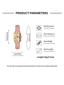 Women's Retro Fashion Classic Quartz Alarm Pointer Watch <b>Case</b> 25mm Dial Alloy Glass New Light Luxury Temptament Leather Band - Product Image 2