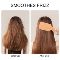 Peigne à cheveux en bois de bambou avec logo personnalisé, respectueux de l'environnement, doux pour bébé, en poils de chèvre, peigne de massage, brosse à cheveux en neem