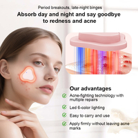 Patch LED Photon Sans Fil pour l'Acné, 6 Couleurs (Rouge, Bleu), Soin de la Peau, Coussin de Massage Facial Rechargeable Portable, Logo Personnalisé