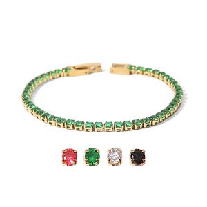 Bracelets tennis en acier inoxydable plaqué or 14 carats pour femmes bijoux tendance en diamant classique - Product Image 1