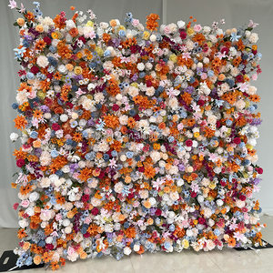 Primavera estate arrotolare il panno colorato della parete del fiore selvatico sullo sfondo arancione multicolore della parete del fiore per la decorazione <span class=keywords><strong>di</strong></span> nozze - Product Image 2