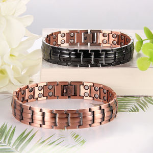 Wholesale Adjustable Engraved <strong>Medical</strong> Health Wristband <strong>Mens</strong> Custom Magnetic Copper <strong>Bracelets</strong> - Product Image 3