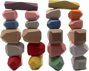 Handmade Wooden Stacked Sorting Stones 36 Children's Sensory Toy for Enlightenment and Craft Use Easy to Make Gift Idea