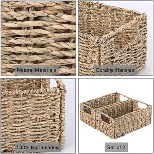 <span class=keywords><strong>Cestini</strong></span> di stoccaggio di fanerogame di mare <span class=keywords><strong>cestini</strong></span> di carta igienica <span class=keywords><strong>piccoli</strong></span> <span class=keywords><strong>cestini</strong></span> di <span class=keywords><strong>vimini</strong></span> con manici per l'organizzazione di scaffali da bagno organizzatore dispensa - Product Image 3