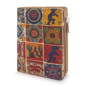 Women Short Cork Custom Vegan <b>Wallet</b> <b>RFID</b> <b>Blocking</b> Bifold Zipper Coin Pocket Card Holder with Polyester Lining - Product Image 6