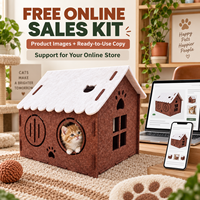 Maison pour chat en feutre de style cottage personnalisée, lit-caverne fermé pour animaux de compagnie avec entrée en forme de visage de chat, vente en gros OEM ODM