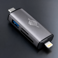 Petit lecteur de carte SD double tête USB C et USB A avec USB3.0 5 Gbps 5 en 1 compatible avec MacBook Type-C Téléphones Hub USB