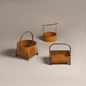 Ensemble de paniers tissés en bambou, conteneur de rangement rectangulaire fait à la main pour le thé, les collations, grandes et petites tailles - Product Image 1
