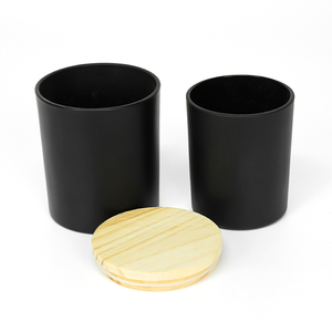 Pot à bougie vide en gros, noir mat, haut, large ouverture, fond rond, élégant, fantaisie, unique, personnalisé, avec couvercle - Product Image 4