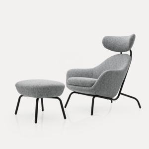 Modern Design Lounge Chair with Footrest Metal Frame Linen Fabric Leisure Chair <strong>Armchair</strong> for Living Room Hotel Bedroom <strong>Rest</strong> - Product Image 2