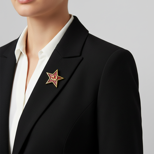 Insigne Aigle à deux têtes russe, hache et fer à marteau soviétiques, médaille patriotique de première classe, étoile rouge à cinq branches, épinglette vintage en zinc - Product Image 2