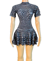 Robe mini à paillettes noires, tenue de danse de boîte de nuit, vêtements de performance de haute qualité, combinaison, robes rouges d'anniversaire