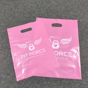 Custom print die cut handle garment plastic packaging shopping bag with customized logo