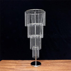 <span class=keywords><strong>Moderno</strong></span> Supporto per Fiori in Metallo Argentato a 3/4 Livelli con Tenda di Perline Acriliche per <span class=keywords><strong>Centrotavola</strong></span> Matrimoniale e Decorazione Corridoio - Product Image 2