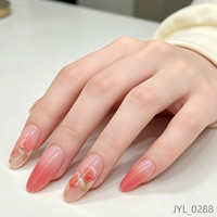 Faux ongles à presser rose ombré, longs, forme amande, réutilisables, 24 pièces