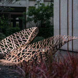 K018 thép không gỉ lá tác phẩm điêu khắc trang trí nghệ thuật lá hiện đại trừu tượng nhà ngoài trời cạnh động tác phẩm điêu khắc Kim Loại trang trí - Product Image 3