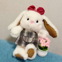 Boneka Kelinci Plaid, Mainan Penghilang Stres, DIY, Bahan Polyester Isi Kapas PP, Hadiah Ulang Tahun Anak, Hadiah untuk Wanita