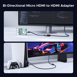 <span class=keywords><strong>Adaptateur</strong></span> Micro <span class=keywords><strong>HDMI</strong></span> vers <span class=keywords><strong>HDMI</strong></span> UGREEN 8K 60Hz 3D <span class=keywords><strong>pour</strong></span> GoPro Hero 7 Raspberry Pi 4 Sony Nikon avec câble <span class=keywords><strong>HDMI</strong></span> tressé - Product Image 3