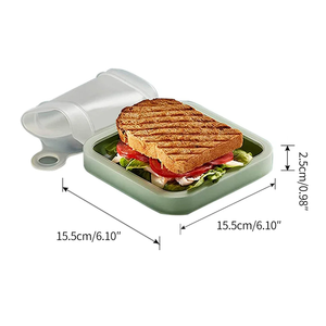 Portable Silicone Sandwich Toast Bento <b>Box</b> With Handle Food Container Snack <b>Box</b> Student Office Worker <b>Lunch</b> <b>Box</b> - Product Image 4
