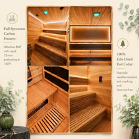 Kabin Sauna Inframerah Jauh Kayu Solid Modern untuk 5-6 Orang, Cocok untuk Kebun Belakang Rumah, Tempat Perawatan Kesehatan dan Relaksasi