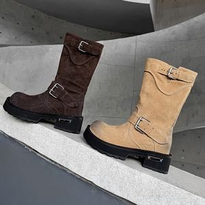 Bottines pour femme à talon épais et bout carré, confortables et multifonctionnelles, au design rétro - Product Image 6