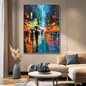 Quadri Decorativi per la Casa: <span class=keywords><strong>Dipinti</strong></span> Urbani con Spatola su Tela, Paesaggi Stradali Urbani, Pannelli Artistici 3D da Parete - Product Image 2