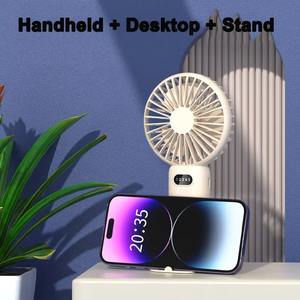 Mini ventilateurs portables rechargeables en gros, ventilateurs de table de bureau personnels, ventilateurs à main USB avec LED numériques, petit ventilateur avec batterie de 1200 mAh - Product Image 5