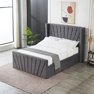 <span class=keywords><strong>Base</strong></span> de Cama Doble Contemporánea de Mediados de Siglo con Almacenamiento, Diseño Moderno, <span class=keywords><strong>Tapizada</strong></span> con Acolchado Suave y Plataforma de Terciopelo - Product Image 3