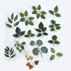 緑の人工葉シミュレーションバラの葉DIYフラワーアレンジメントアクセサリーユーカリの葉メーカー直販