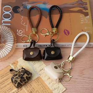 Creative Mini Storage <b>Bag</b> with Key Chain <b>Small</b> PU Leather Hand Rope Coin Purse Soft Leather Keychain - Product Image 4