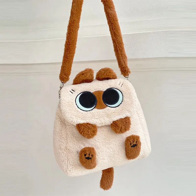 MOQ basso personalizza il tuo design peluche cartone animato gufo animale peluche zaino per bambino, ragazza