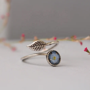 Venta al por mayor verano Mujer diseño delicado Plata de Ley 925 hecho a mano olvidarme no presionado flor anillo - Product Image 6