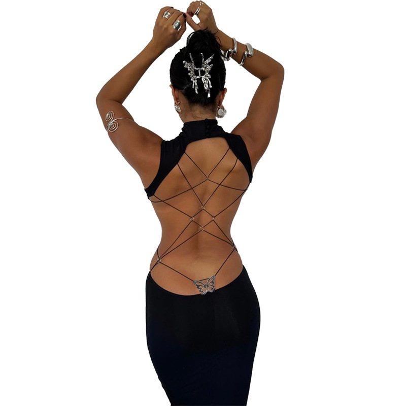 Halter Maxi Dress - Sexy Backless with High Side Slit for Summer Parties |  Women's Clubwear and Evening Dresses