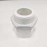 Adaptateur mâle en PVC gris PST PTA-050L avec surface lisse et écrou de blocage, certifié ETL pour la connexion de tuyaux en PVC