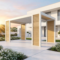 Pérgola Bioclimática Moderna de Aluminio de Lujo con Techo de Láminas Deslizantes, Impermeable, Resistente a la Intemperie, Ecológica, con Estructura con Recubrimiento en Polvo