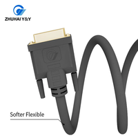 Câble convertisseur DVI plaqué or 24 carats haute vitesse avec gaine en PVC écologique, prise en charge 1080P pour moniteur PS4 et lecteur DVD