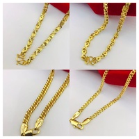 Collier Chaînes Plaqué Or 24K 18K 14K Xuping Jewelry Dubai Style Cubain Figaro Maille Serpent Épi de Blé Popcorn Singapour Sans Pierre pour Homme