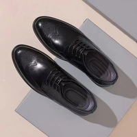 Chaussures Derby en Cuir Bullock pour Hommes, Motif Gravé au Laser, Semelle Extérieure en Caoutchouc, Respirantes, Résistantes à l'Usure, Semelle Souple pour l'Hiver