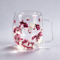 Tasses en verre à double paroi pré-percées faites à la main avec poignée à clip, sans BPA, pour globe à neige DIY, cadeau pour filles