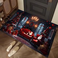 Paillasson à motif géométrique, tapis de Noël, paillasson d'entrée et paillasson de bienvenue fabriqué à la machine, décoration de vacances pour la maison et l'hôtel