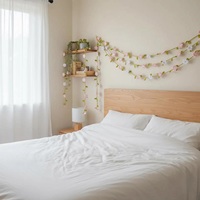 Ensemble cadeau d'entreprise : Guirlande florale artisanale en coton/lin pour fenêtre et porte, avec ombrage complet, décor bohème marguerite blanche et fleurs sauvages