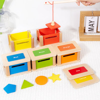 Zhiqu bois Montessori éducation petite enfance formation motrice fine forme couleur cognition paire tri boîte à monnaie